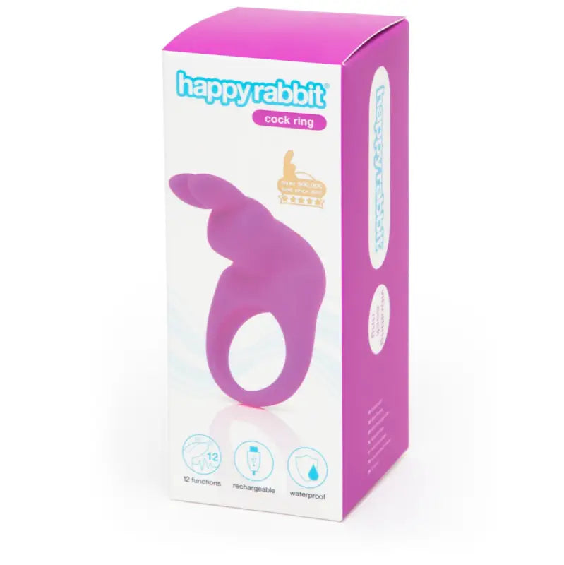 Happy Rabbit Rechargeable Vibrating Rabbit Cock Ring - Purple