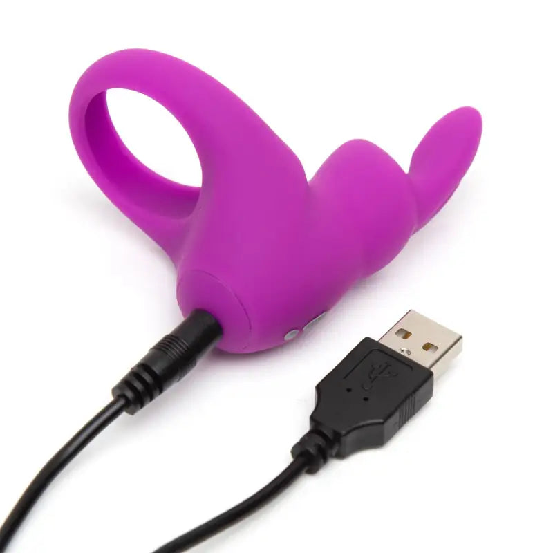 Happy Rabbit Rechargeable Vibrating Rabbit Cock Ring - Purple