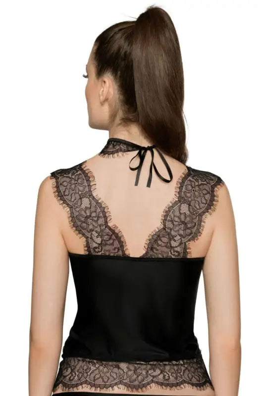 Indulge in Elegance with the Roza Sija Black Shirt and Eyelash Lace