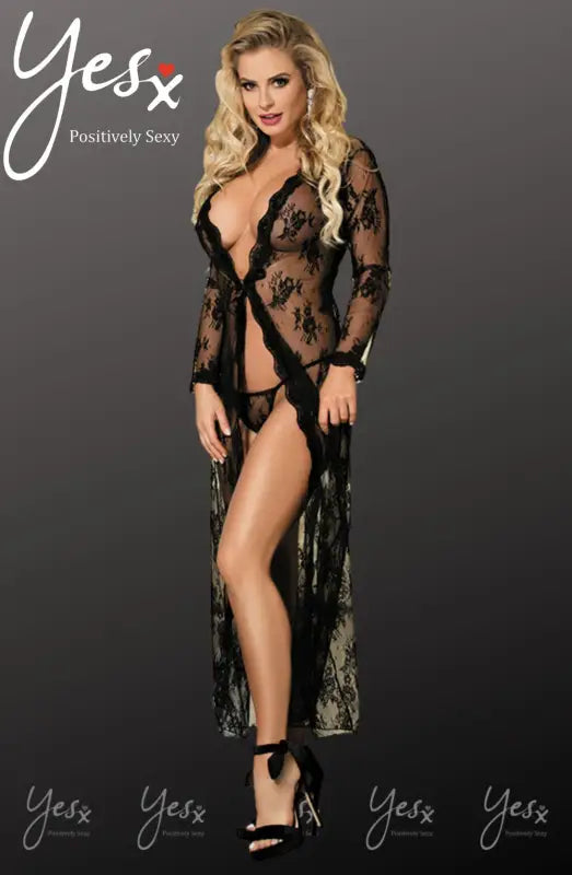 Indulge in Elegance with the YesX YX824 Long Lacey Dressing Gown