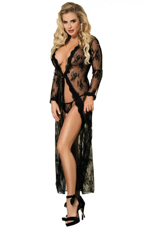 Indulge in Elegance with the YesX YX824 Long Lacey Dressing Gown