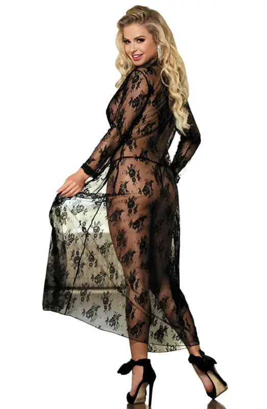 Indulge in Elegance with the YesX YX824 Long Lacey Dressing Gown