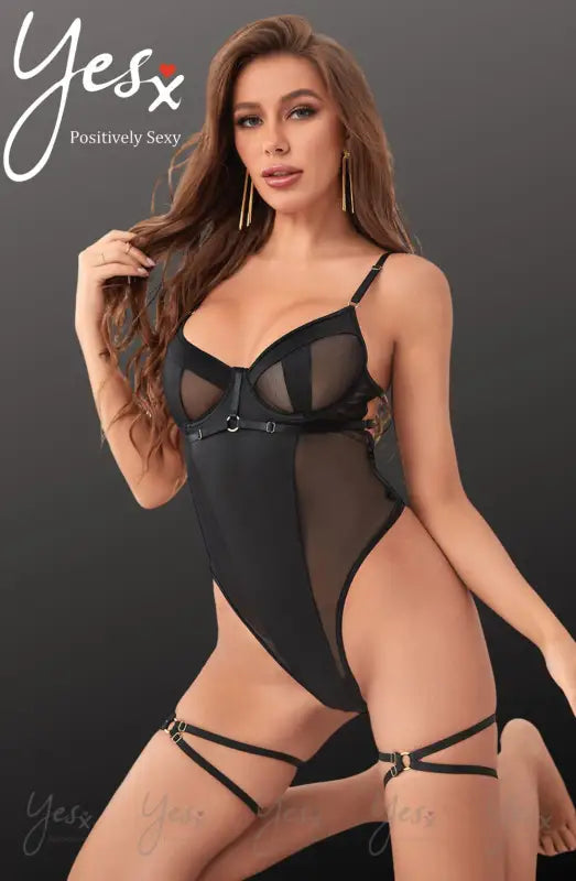 Indulge in Elegance with the YesX YX859 Black One-Piece Mesh Bodysuit