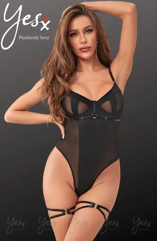Indulge in Elegance with the YesX YX859 Black One-Piece Mesh Bodysuit