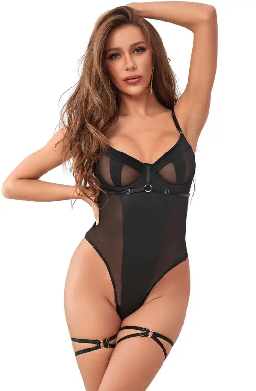 Indulge in Elegance with the YesX YX859 Black One-Piece Mesh Bodysuit