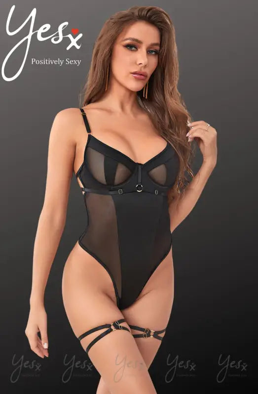 Indulge in Elegance with the YesX YX859 Black One-Piece Mesh Bodysuit