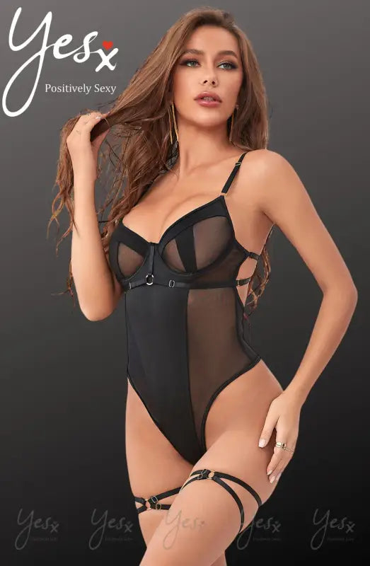 Indulge in Elegance with the YesX YX859 Black One-Piece Mesh Bodysuit