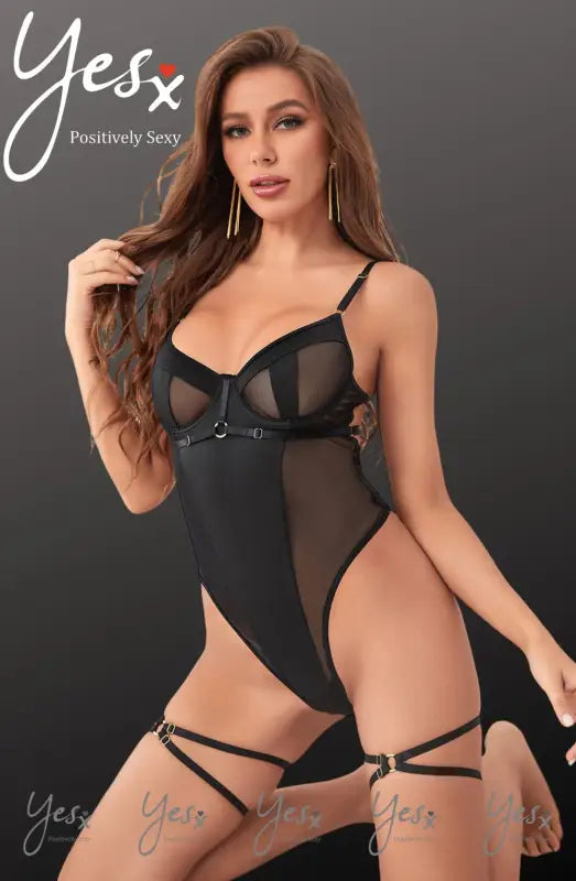Indulge in Elegance with the YesX YX859 Black One-Piece Mesh Bodysuit