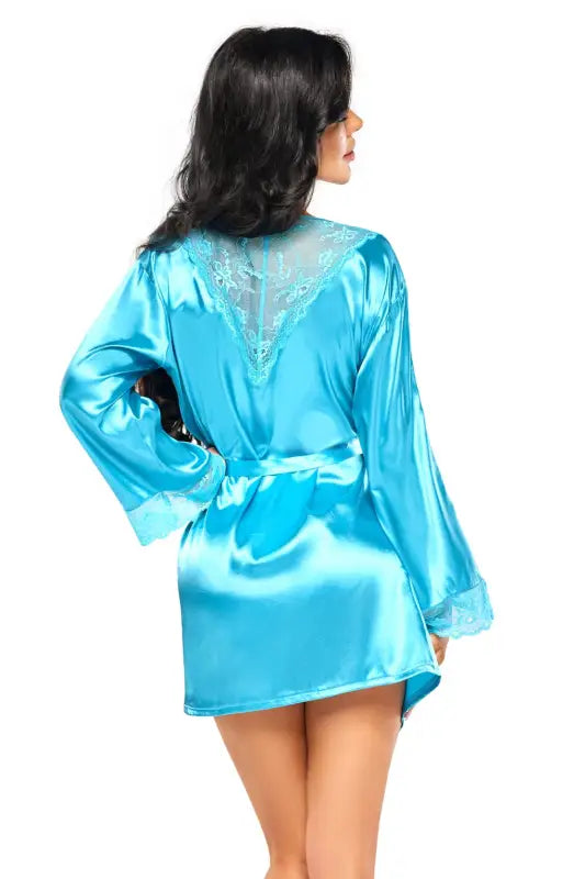 Indulge in Luxury with the Beauty Night BN6671 Sherie Peignoir Turquoise - One Size (S-L)