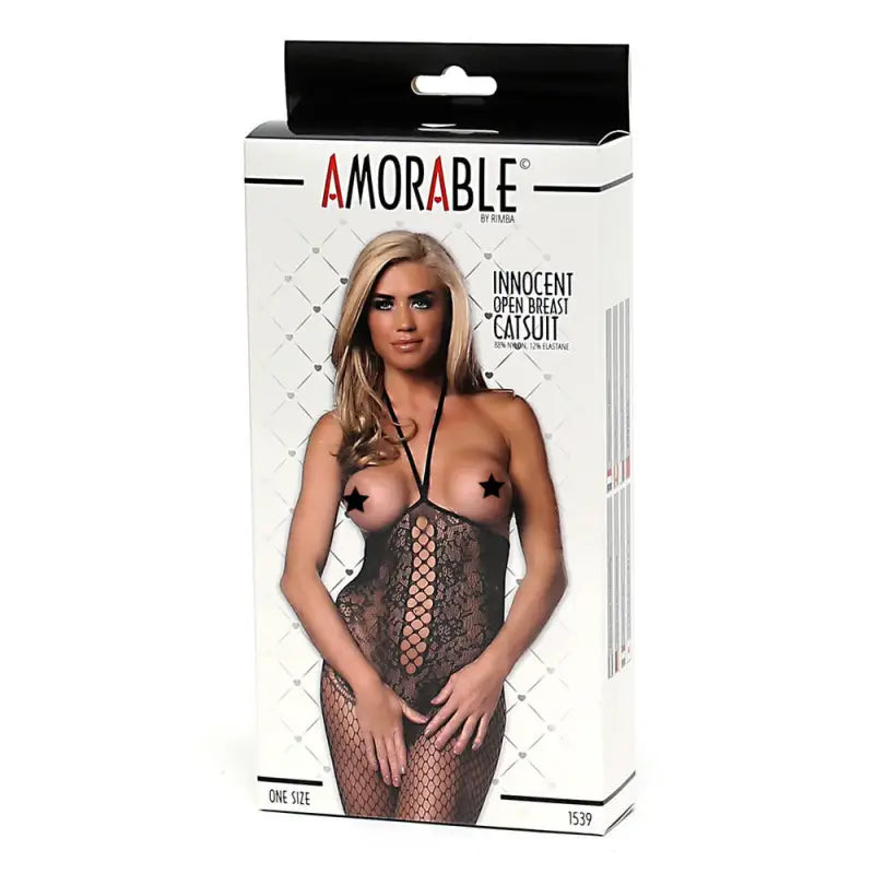 Innocent Black Open Breast Catsuit for Unmatched Sensations
