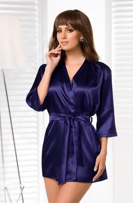 Irall Aria Dressing Gown in Navy for Timeless Elegance and Comfort