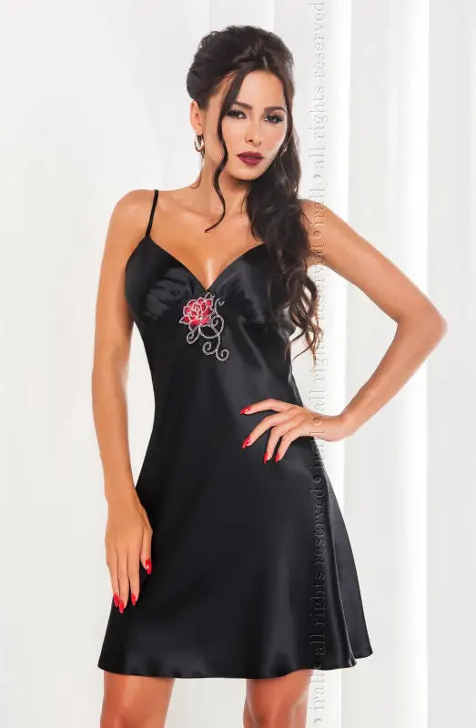 Irall Dakota Nightdress Black A Captivating Satin Indulgence