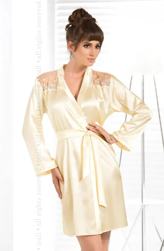 Irall Daphne Dressing Gown in Cream Exudes Elegance and Confidence
