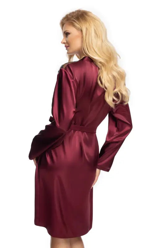 Irall Elodie Dressing Gown in Luxurious Plum with Lace Embroidery