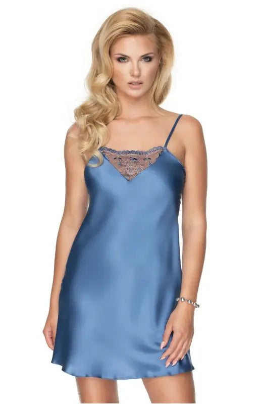 Irall Sapphire Nightdress Azure in Highest Quality Satin for Ultimate Satisfaction