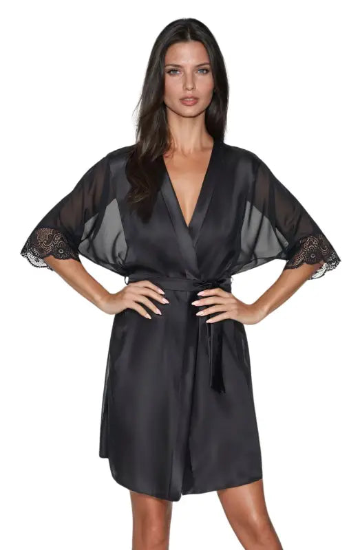 Irall Sharon Dressing Gown in White with Elegant Transparent Chiffon