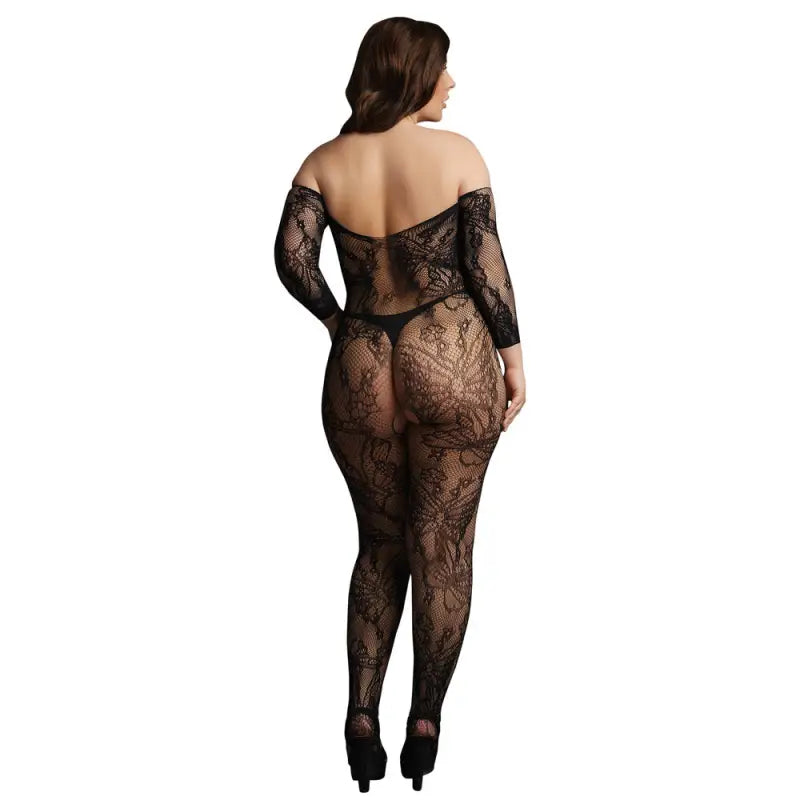Le Desir Lace Sleeved Bodystocking for Plus Sizes 14 to 20