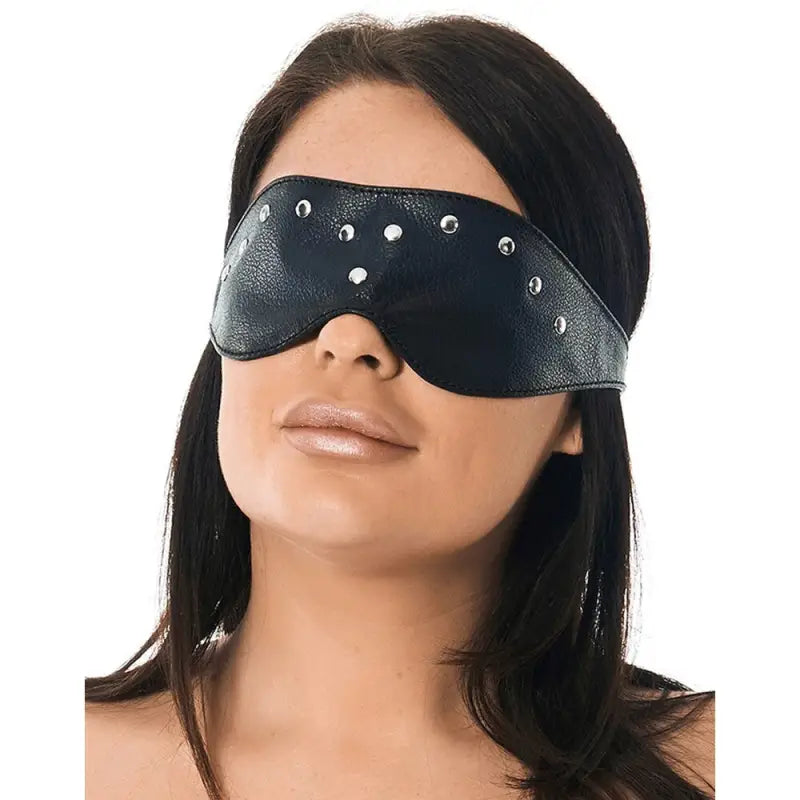 Leather Blindfold Mask with Rivets and Adjustable Buckle