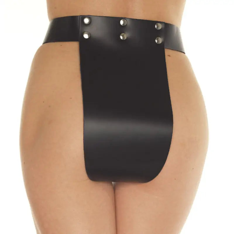 Leather Chastity Brief with Adjustable Fit and Padlock Design