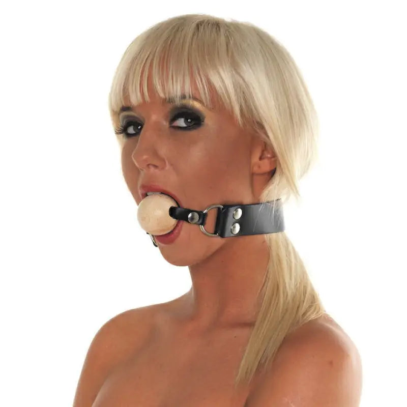Leather Gag with Wooden Ball for Ultimate Pleasure