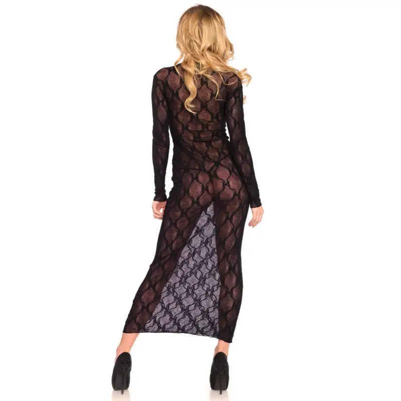 Leg Avenue Long Sleeved Long Dress in Black for Women