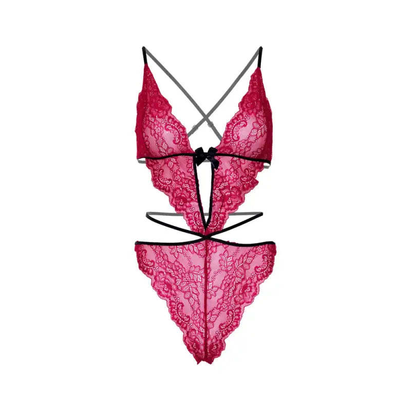 Leg Avenue Scalloped Teddy and Panty Set Pink for Elegant Intimacy