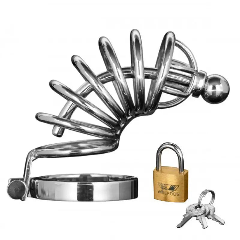 Master Series Asylum Ring Locking Stainless Steel Chastity Cage