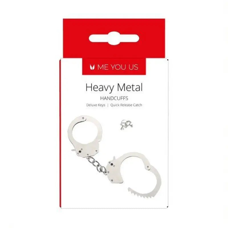 Me You Us Heavy Metal Handcuffs with Deluxe Keys for Enthusiasts