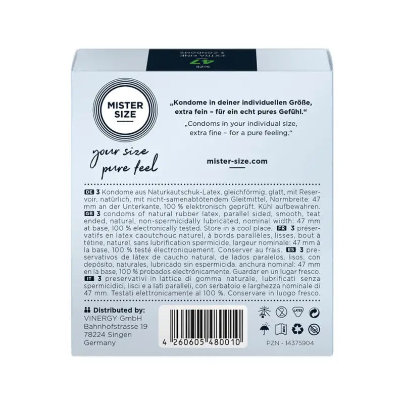 Mister Size 47mm Pure Feel Condoms for Natural Sensation