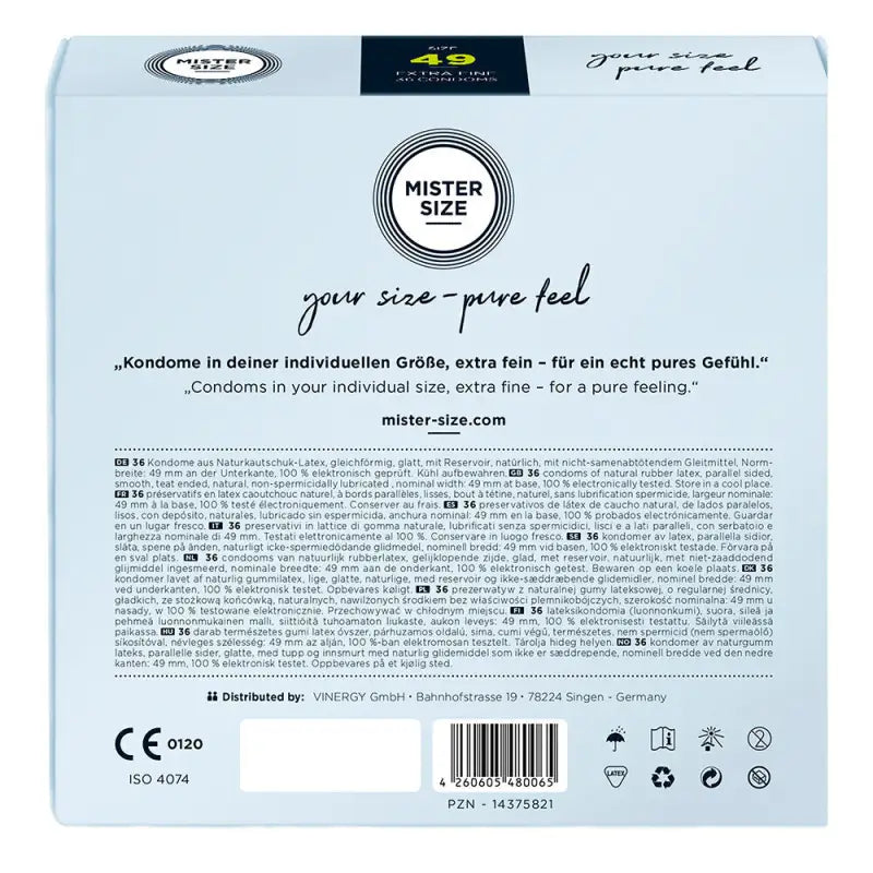 Mister Size 49mm Pure Feel Condoms for Natural Comfort