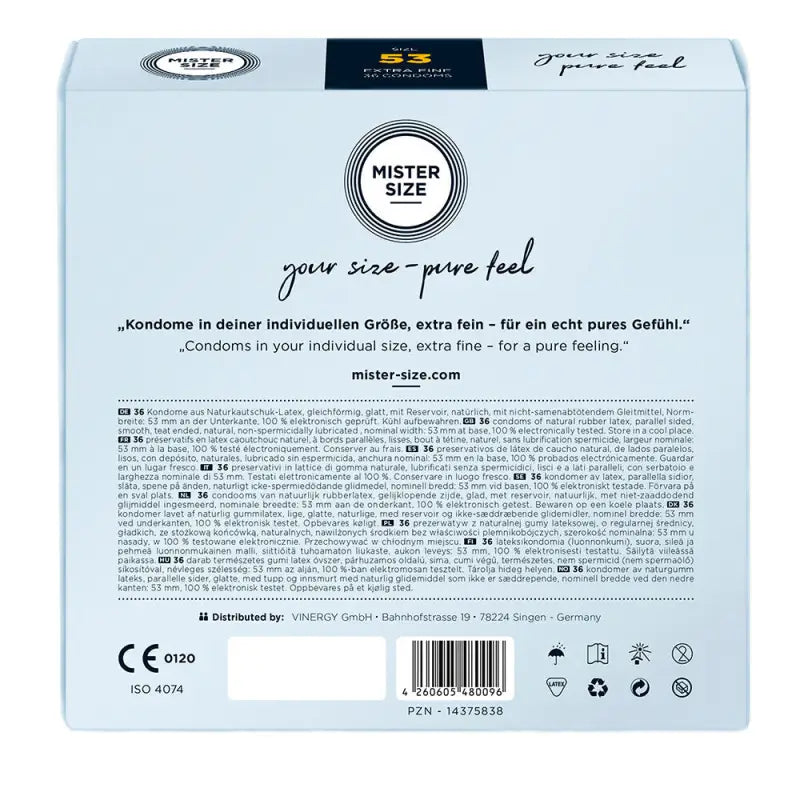 Mister Size 53mm Pure Feel Condoms for Natural Comfort