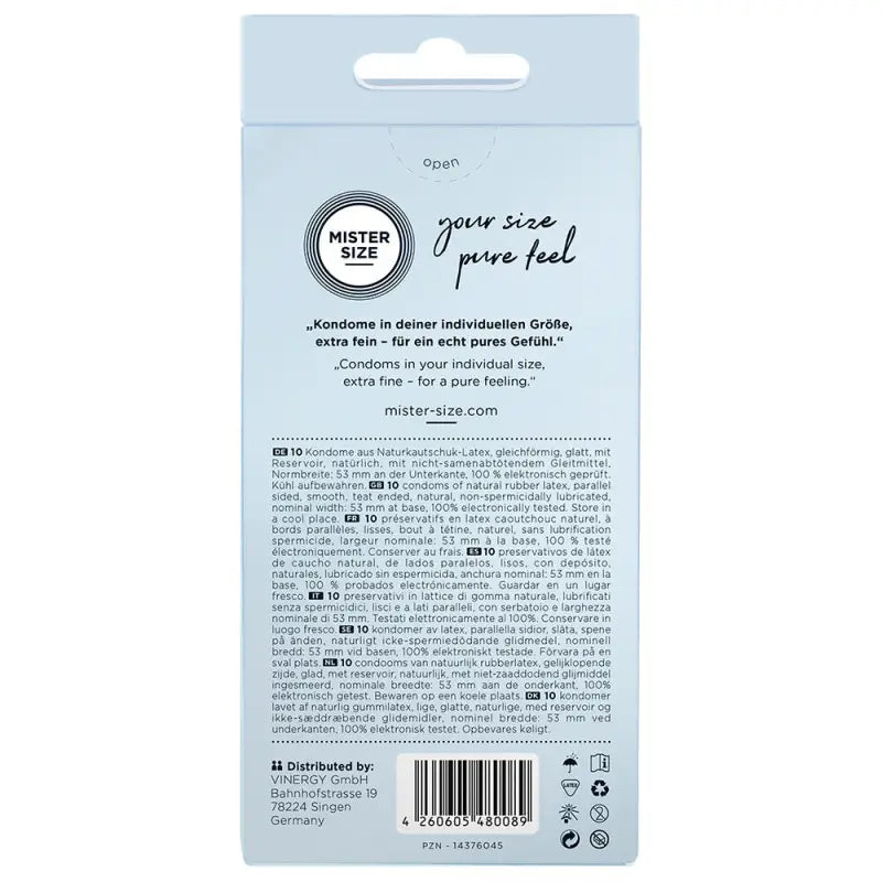 Mister Size 53mm Pure Feel Condoms for Natural Comfort and Sensation