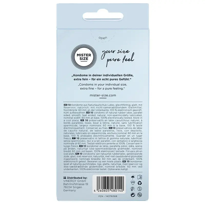 Mister Size Pure Feel Condoms in Large and X-Large Sizes