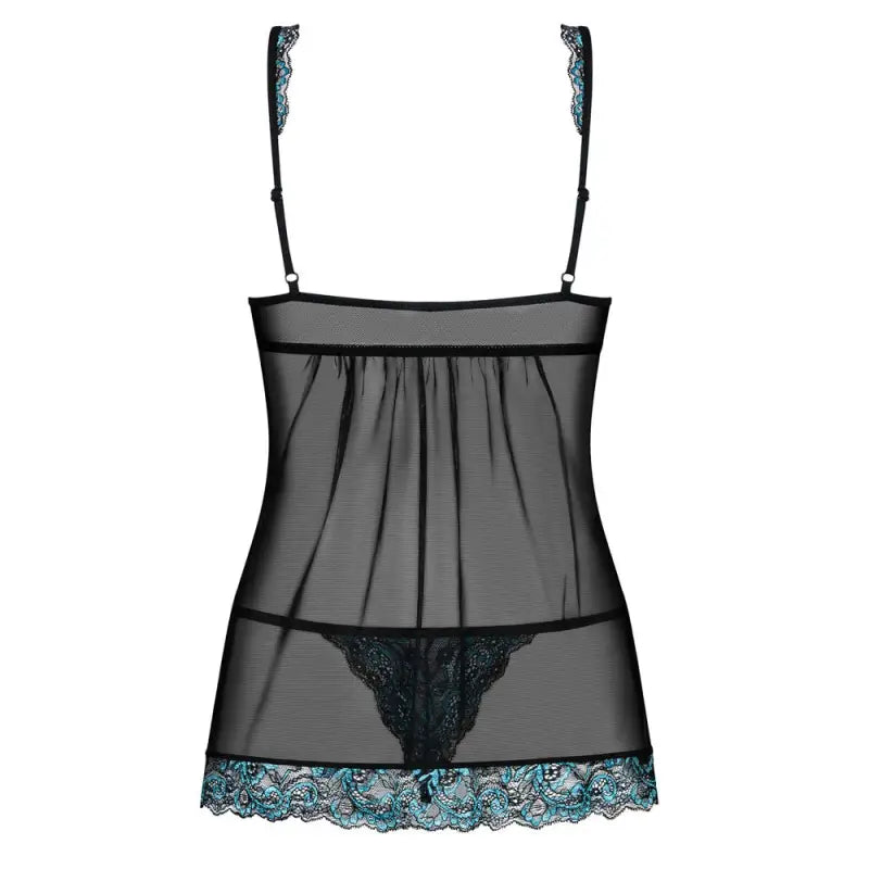 Obsessive Open Front Transparent Babydoll and String Black Set