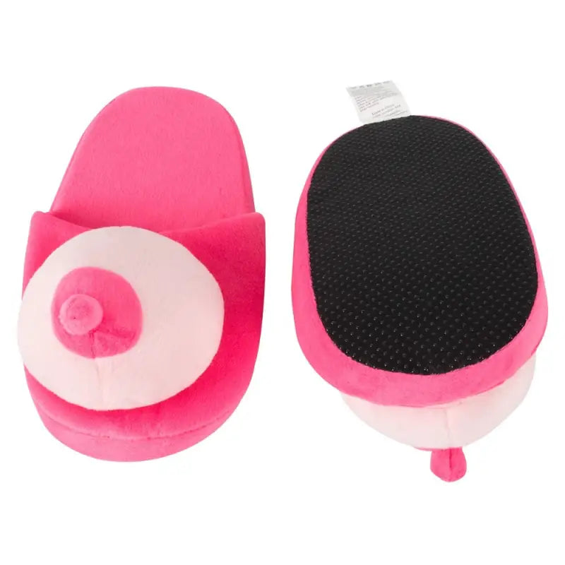 Pink Boob Slippers for Him Crafted from Luxurious Fur Fabric
