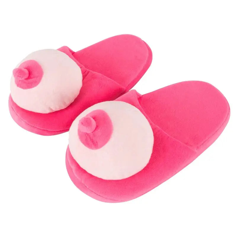 Pink Boob Slippers for Him Crafted from Luxurious Fur Fabric