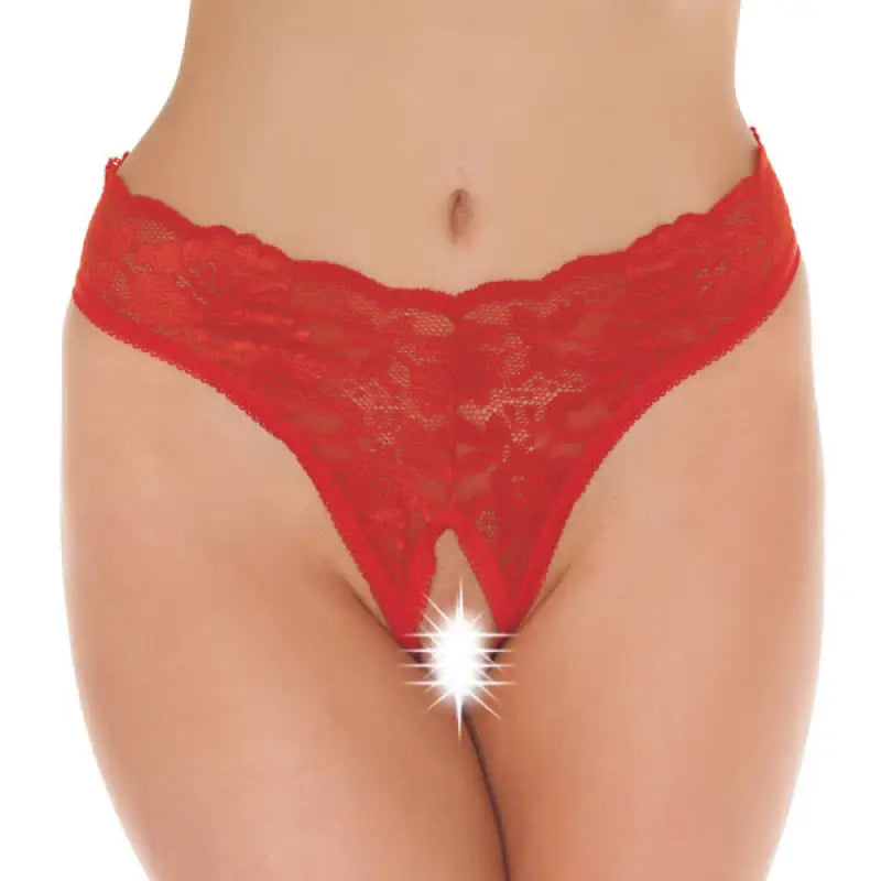 Red Lace Open Crotch G-String for Ultimate Pleasure