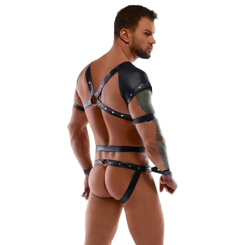 Riveted Matte Sexy Briefs with Underlaid Zip for Male Bondage Restraint Body