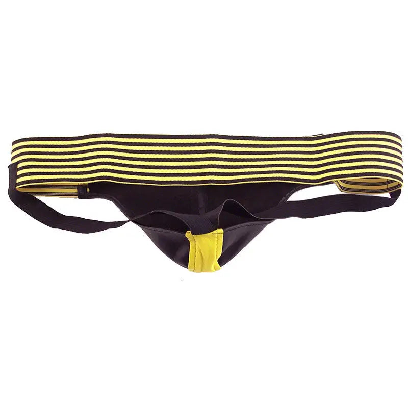 Rouge Garments Jock Black and Yellow with Sporty Leather Stripes