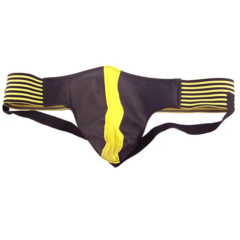 Rouge Garments Jock Black and Yellow with Sporty Leather Stripes