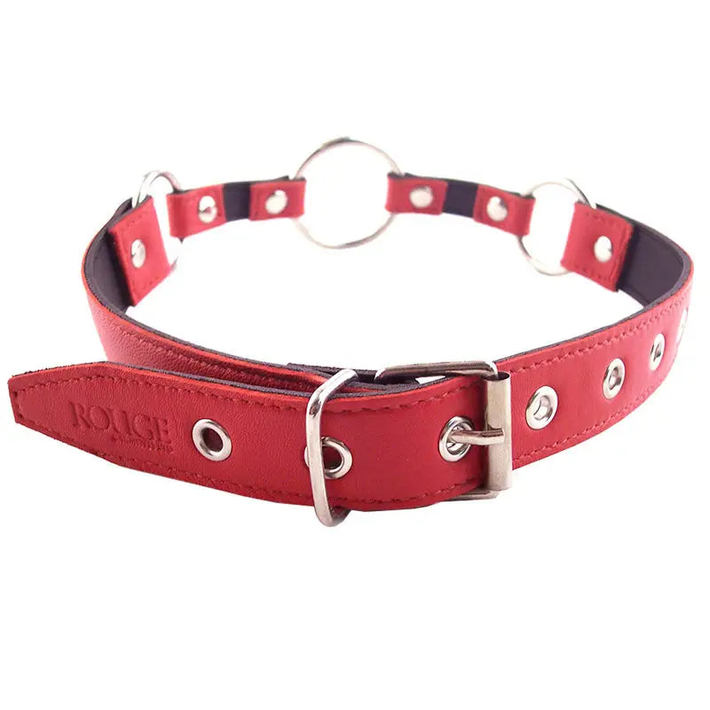 Rouge Garments O Ring Gag Red with Adjustable Leather Strap