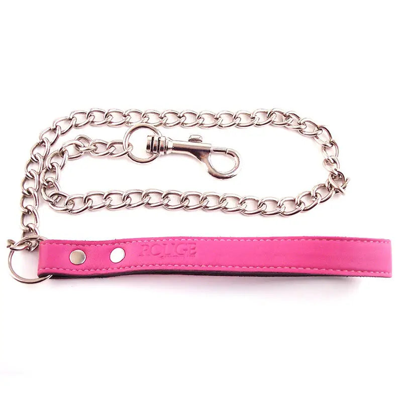 Rouge Garments Pink Lead with Leather and Metal Chain