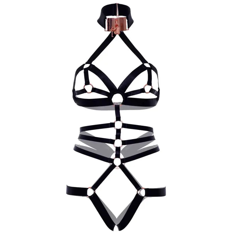 Satin Elastic Crotchless Teddy with Kink Satin Elastic Details