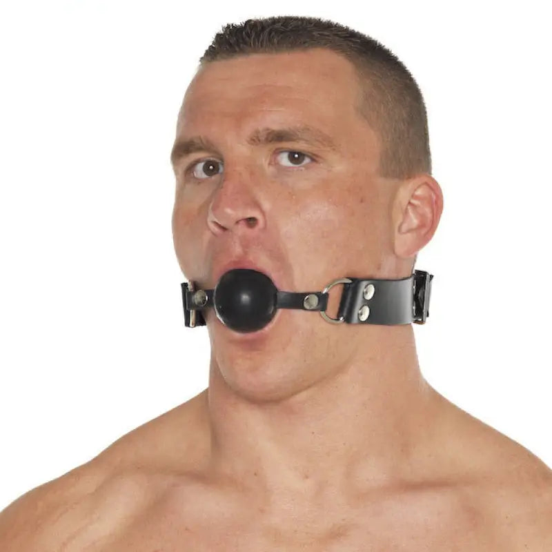 Silicone Ball Gag in Genuine Leather for Enhanced Bondage Play