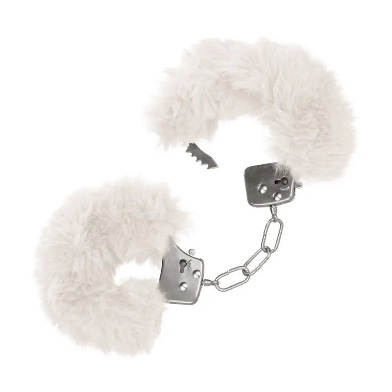 Ultra Fluffy Furry Handcuffs in White for Comfortable Bondage Play