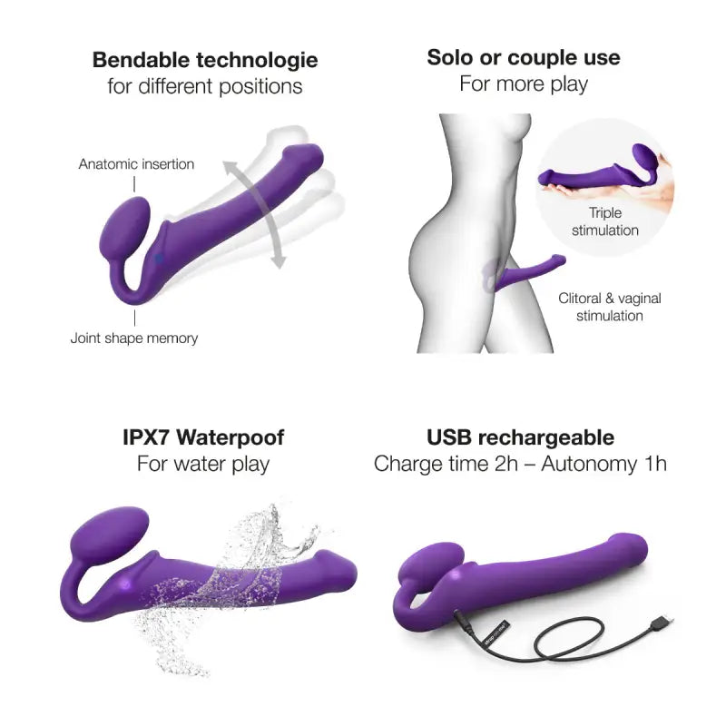 Strap On Me - Vibrating Bendable Strap-On - M - Purple