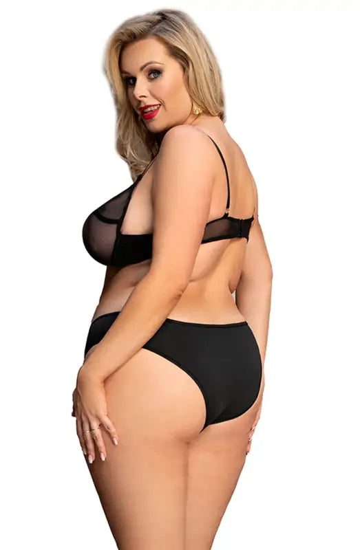 YX833Q Black Bra and Brief Set with Elegant Ring Design for Ultimate Comfort