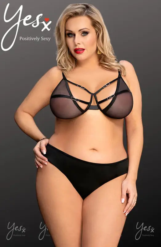 YX833Q Black Bra and Brief Set with Elegant Ring Design for Ultimate Comfort