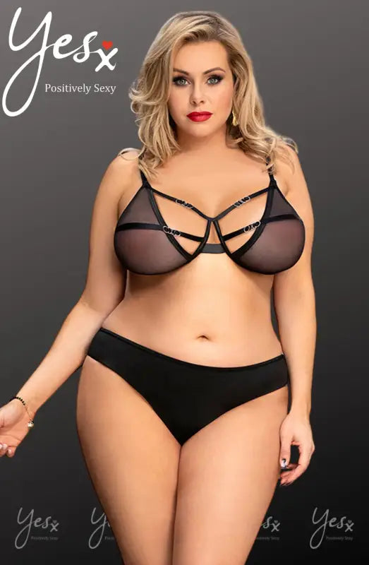 YX833Q Black Bra and Brief Set with Elegant Ring Design for Ultimate Comfort
