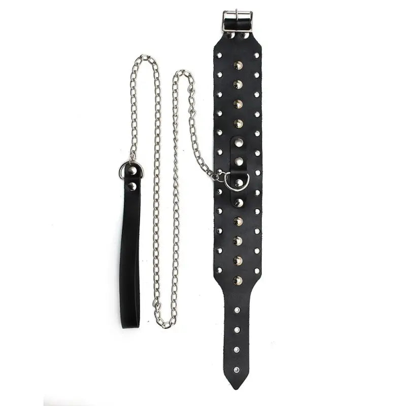 Adjustable Leather Collar with Chain for Size Fits and Data Design